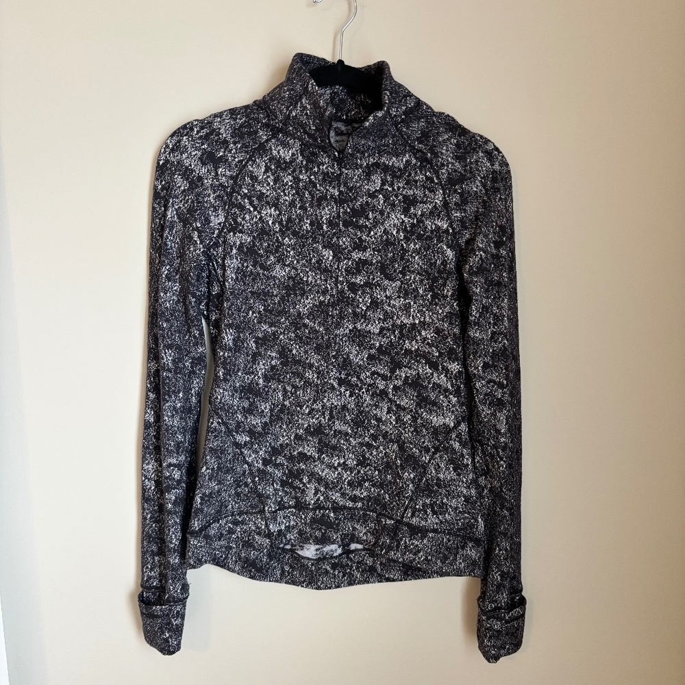 Lululemon Outrun the Elements 1/2 Zip Pullover Misted Jacquard Black Size 6